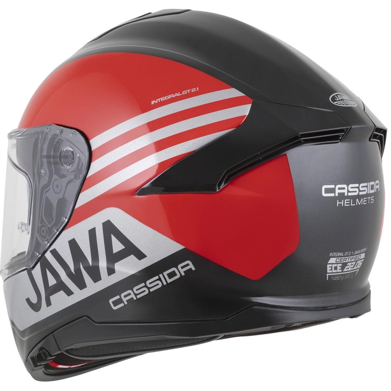 Casco integrale da moto Cassida Integral GT 2.1 Jawa Sport nero-rosso perla-argento