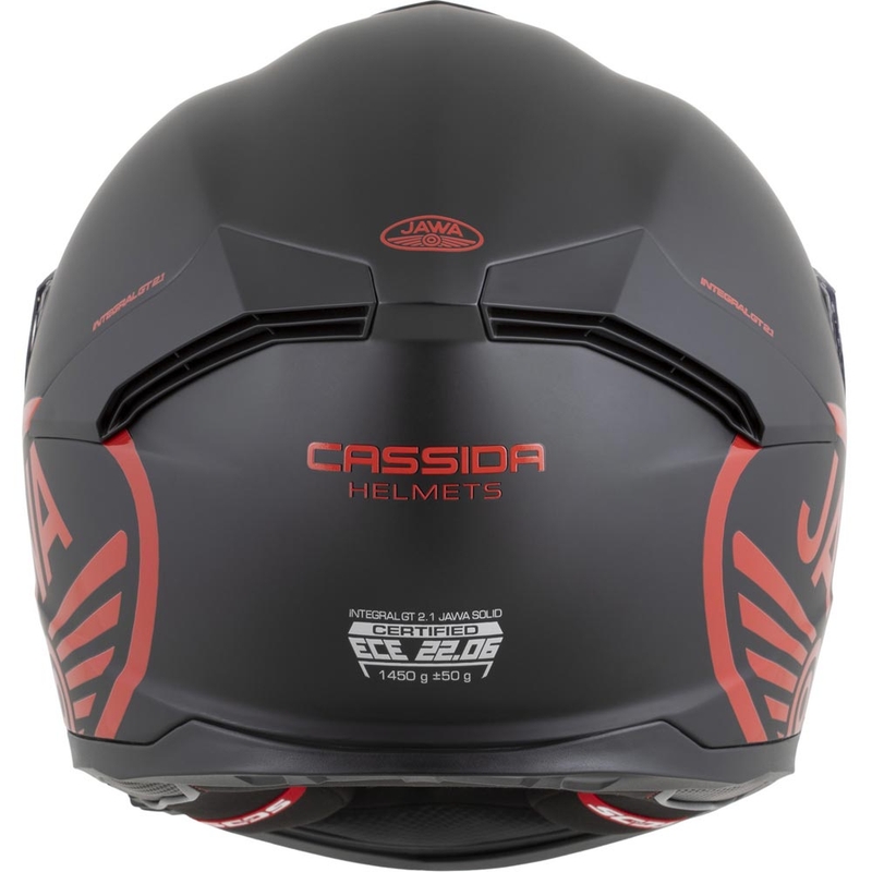 Casco integrale da moto Cassida GT 2.1 Jawa Solid, nero opaco-rosso lucido