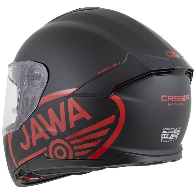 Casco integrale da moto Cassida GT 2.1 Jawa Solid, nero opaco-rosso lucido