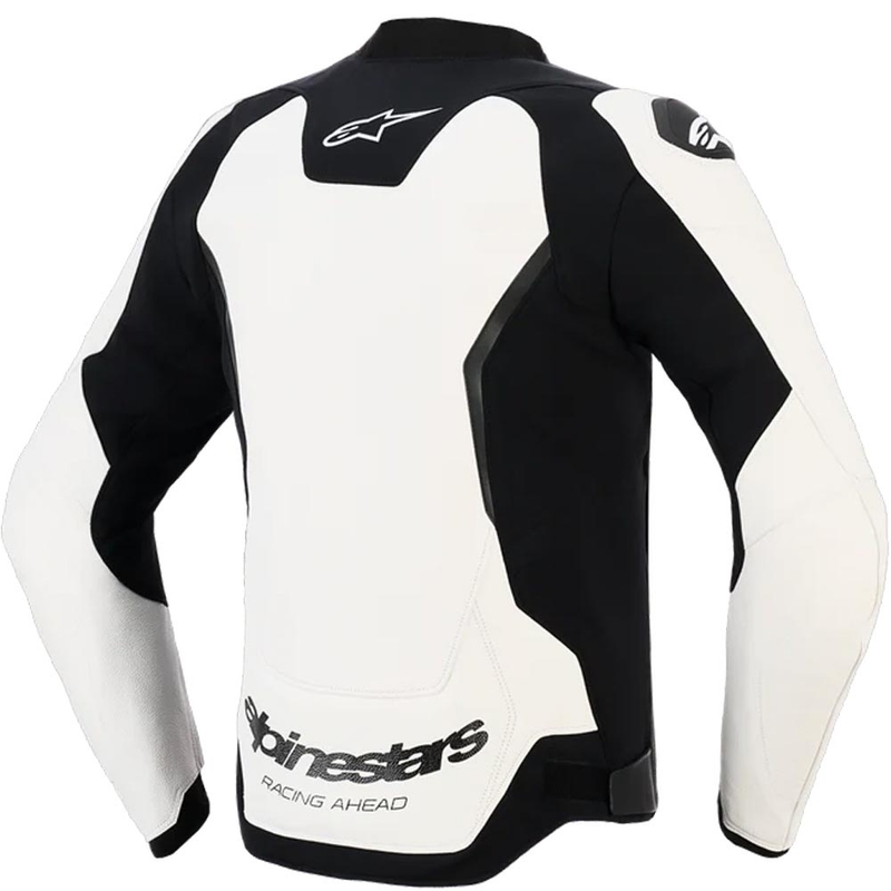 Giacca da moto in pelle Alpinestars GP Force V2, bianca e nera