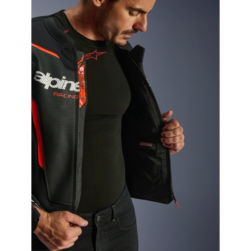 Giacca da moto in pelle Alpinestars GP Force V2 Airflow nero-rosso fluo-bianco