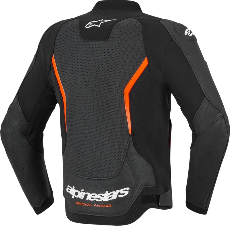 Giacca da moto in pelle Alpinestars GP Force V2 Airflow nero-rosso fluo-bianco