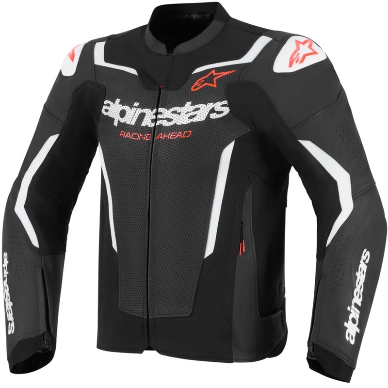 Giacca da moto in pelle Alpinestars GP Force V2 Airflow, nera e bianca