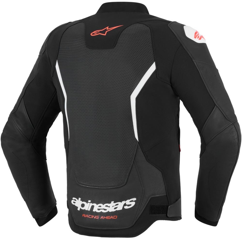 Giacca da moto in pelle Alpinestars GP Force V2 Airflow, nera e bianca