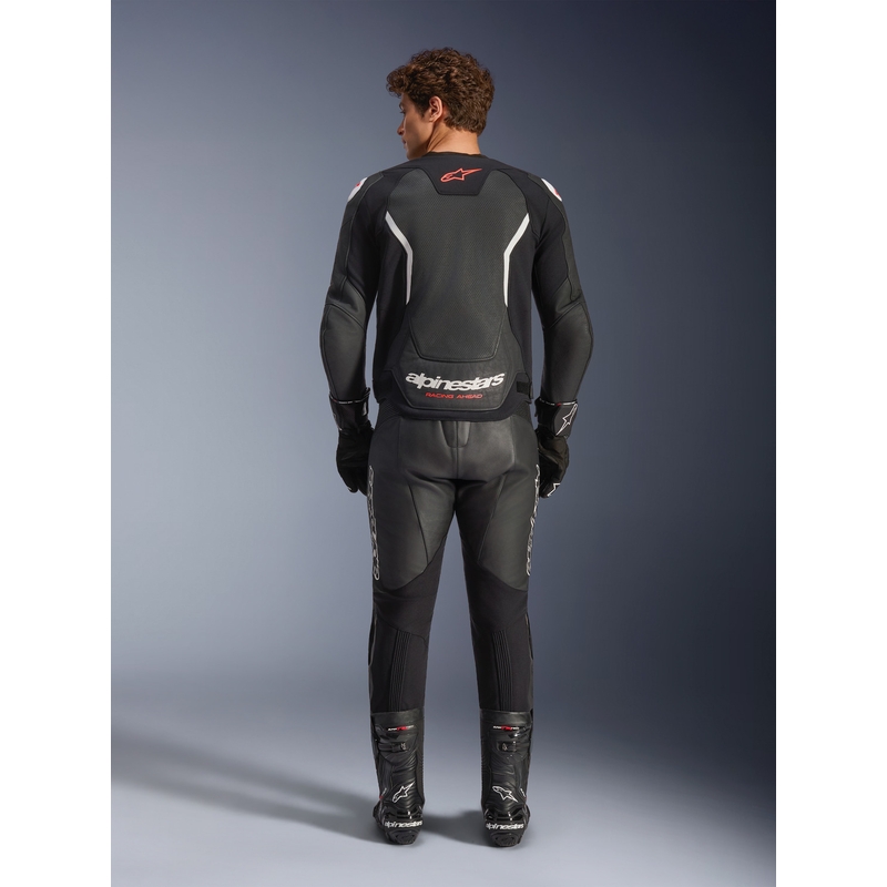Giacca da moto in pelle Alpinestars GP Force V2 Airflow, nera e bianca