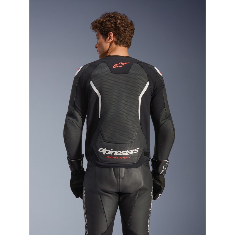 Giacca da moto in pelle Alpinestars GP Force V2 Airflow, nera e bianca
