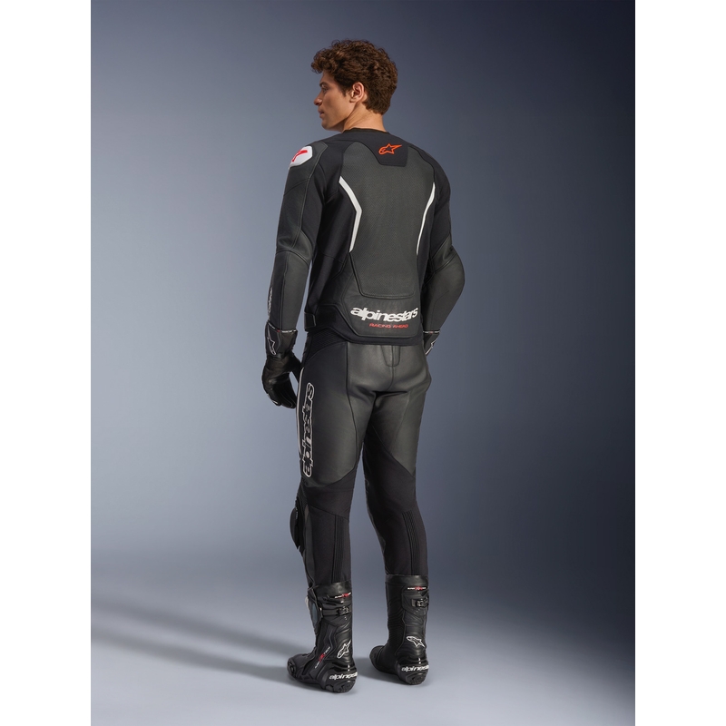Giacca da moto in pelle Alpinestars GP Force V2 Airflow, nera e bianca
