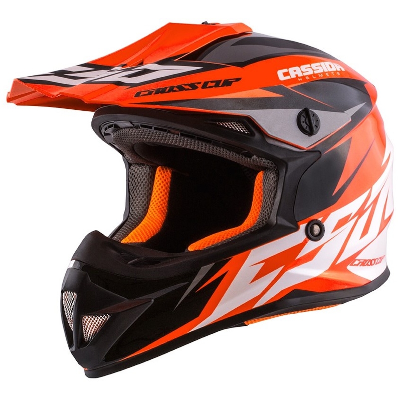 Casco da motocross per bambini Cassida Cross Cup Two nero-bianco-arancio fluo