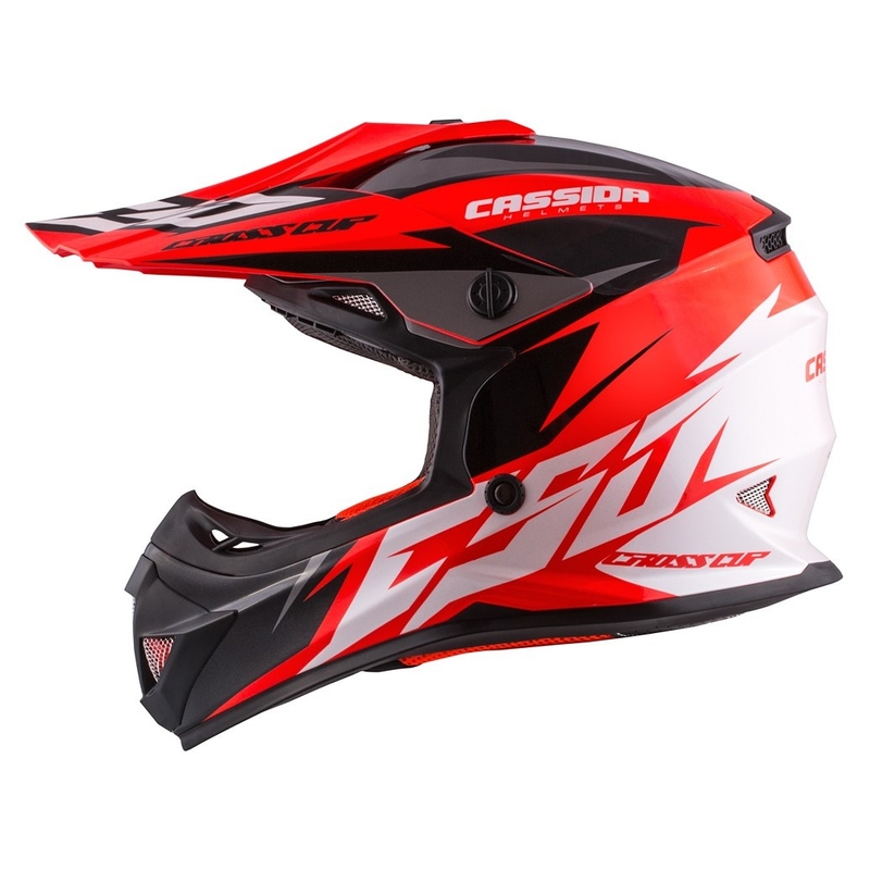 Casco da motocross per bambini Cassida Cross Cup Two nero-bianco-arancio fluo