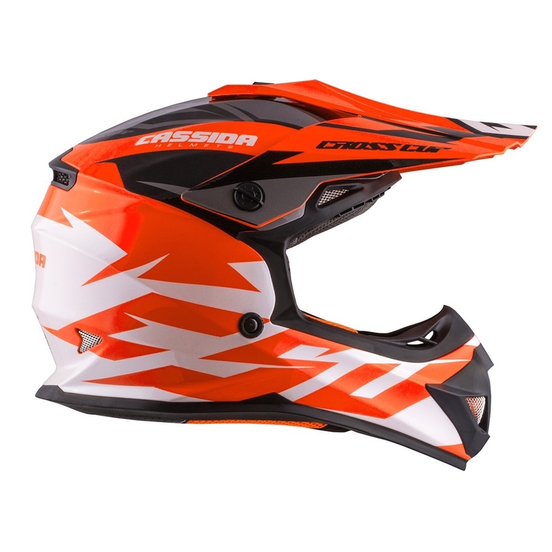 Casco da motocross per bambini Cassida Cross Cup Two nero-bianco-arancio fluo