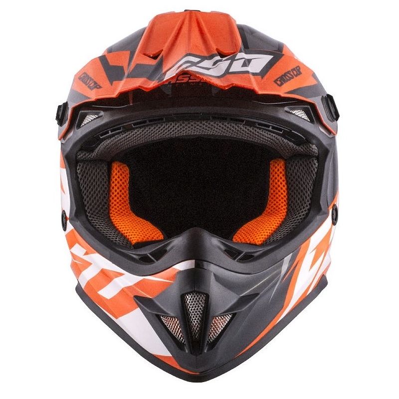 Casco da motocross per bambini Cassida Cross Cup Two nero-bianco-arancio fluo