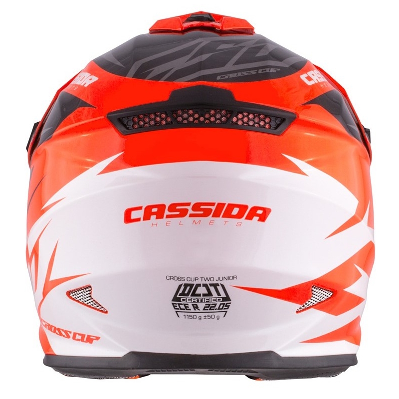 Casco da motocross per bambini Cassida Cross Cup Two nero-bianco-arancio fluo