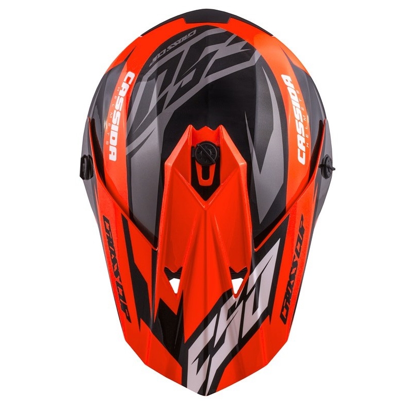 Casco da motocross per bambini Cassida Cross Cup Two nero-bianco-arancio fluo