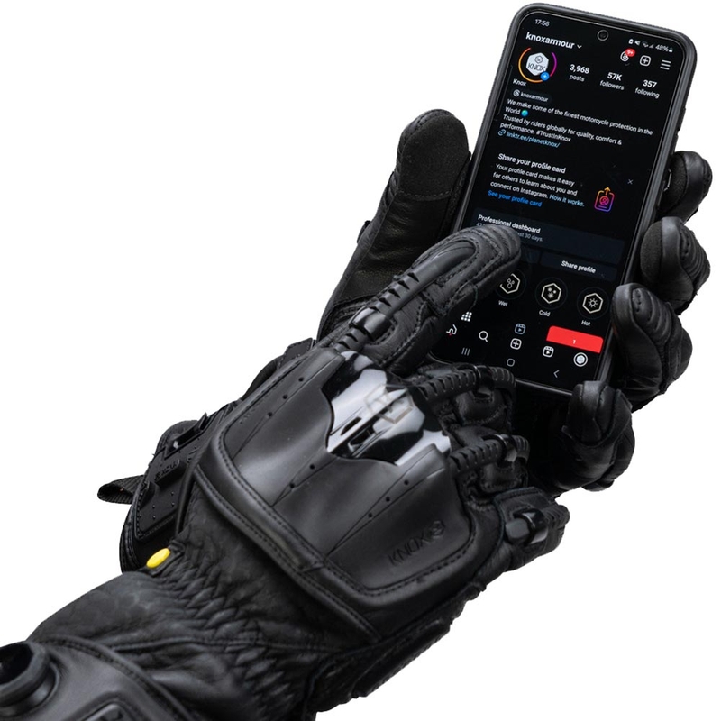 Guanti da moto Knox Handroid All Black Mk5 neri
