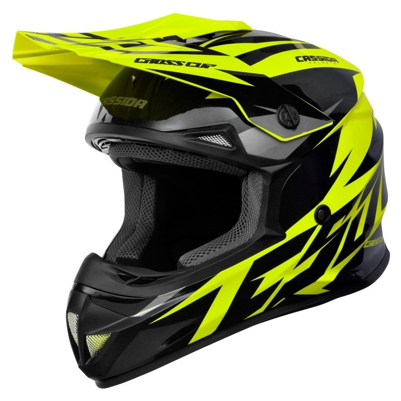 Casco da motocross per bambini Cassida Cross Cup Two nero-grigio-giallo fluo