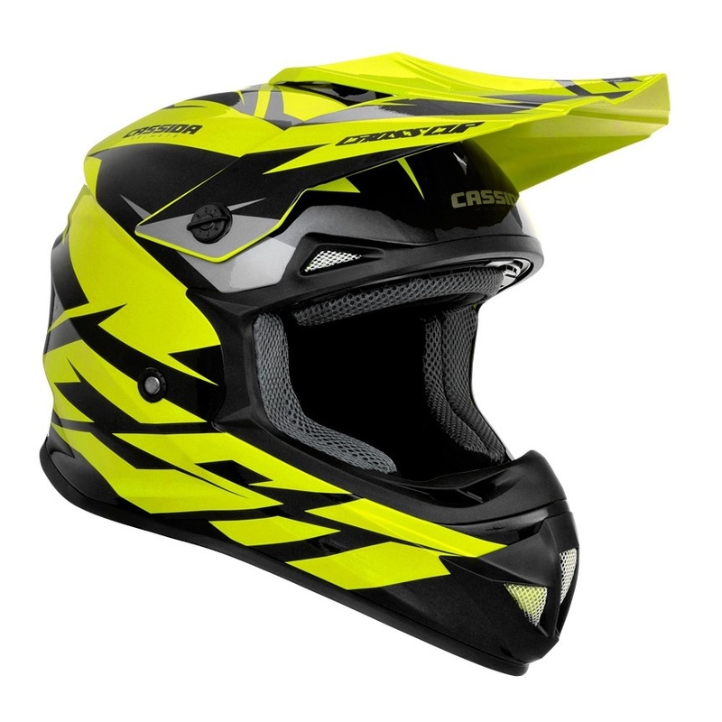 Casco da motocross per bambini Cassida Cross Cup Two nero-grigio-giallo fluo