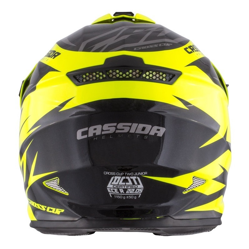 Casco da motocross per bambini Cassida Cross Cup Two nero-grigio-giallo fluo