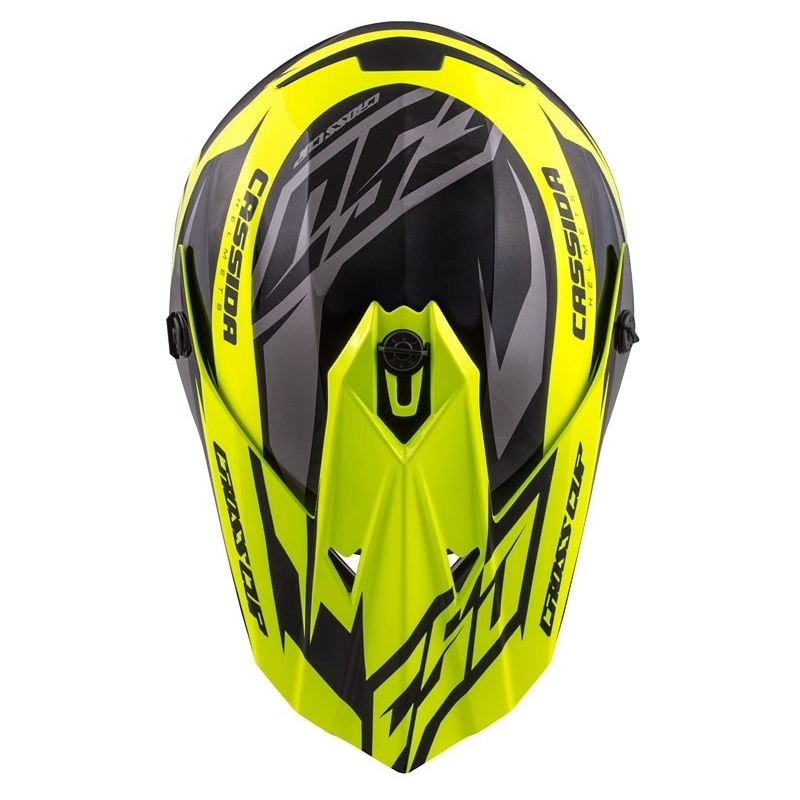 Casco da motocross per bambini Cassida Cross Cup Two nero-grigio-giallo fluo