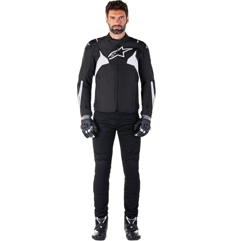 Giacca da moto impermeabile Alpinestars T-JAWS V4, nera e bianca