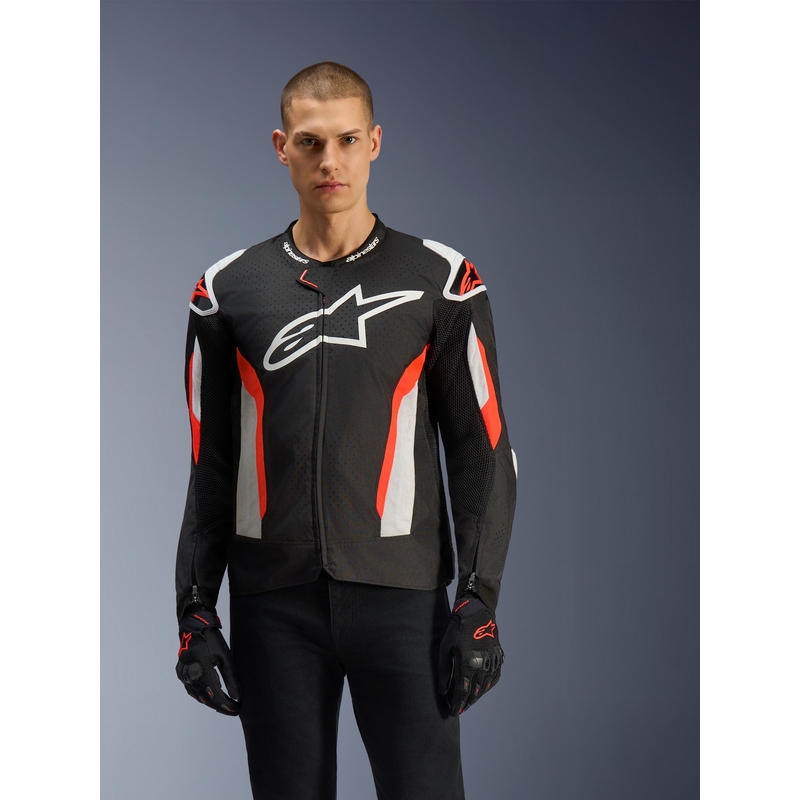 Giacca da moto Alpinestars T-GP AIR nero-rosso fluo