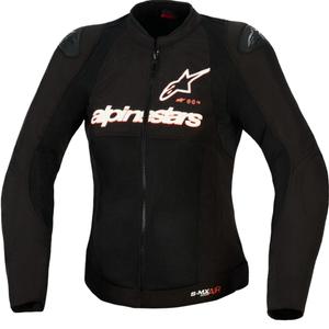 Giacca da moto da donna Alpinestars Stella SMX Air, nera, bianca e rosso fluo.