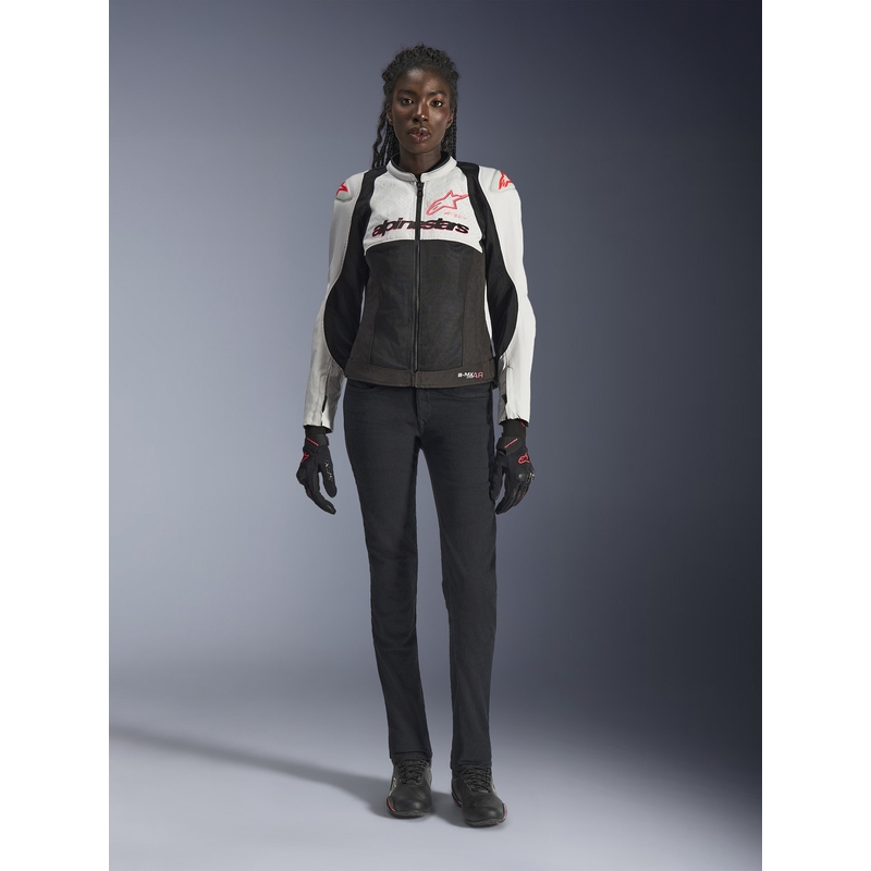 Giacca da moto da donna Alpinestars Stella SMX Air grigio chiaro-nero-rosa