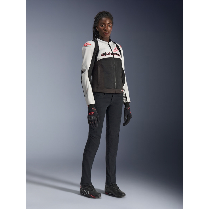 Giacca da moto da donna Alpinestars Stella SMX Air grigio chiaro-nero-rosa