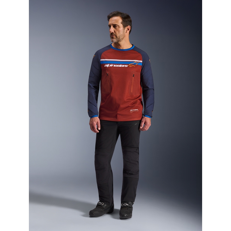 Maglia da motocross Alpinestars Maxdura Dual arancione-blu scuro