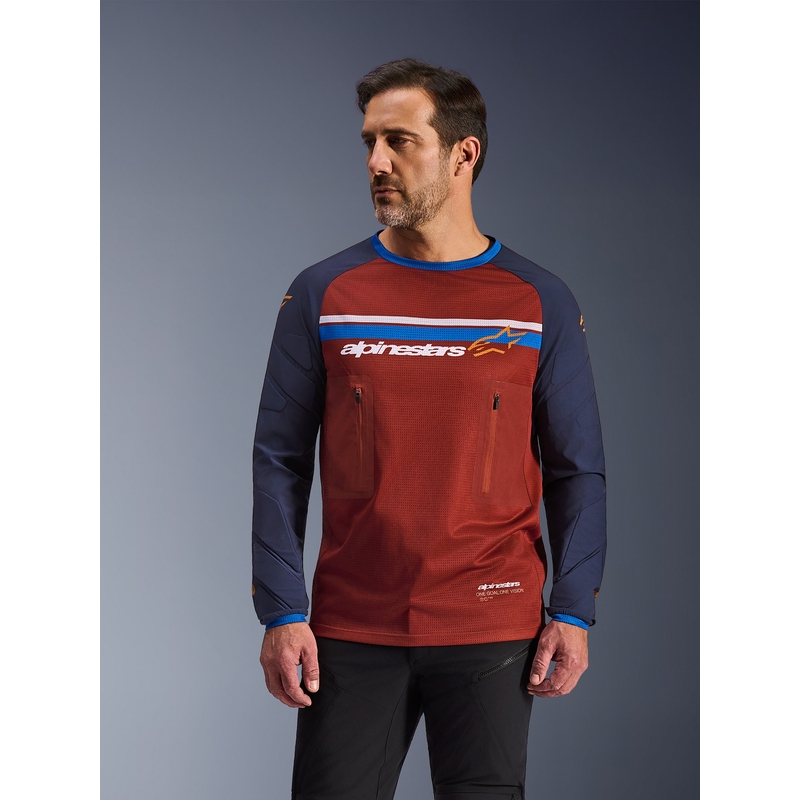 Maglia da motocross Alpinestars Maxdura Dual arancione-blu scuro