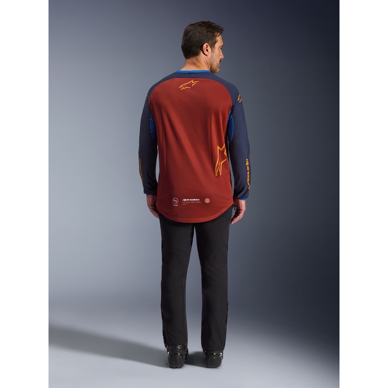 Maglia da motocross Alpinestars Maxdura Dual arancione-blu scuro
