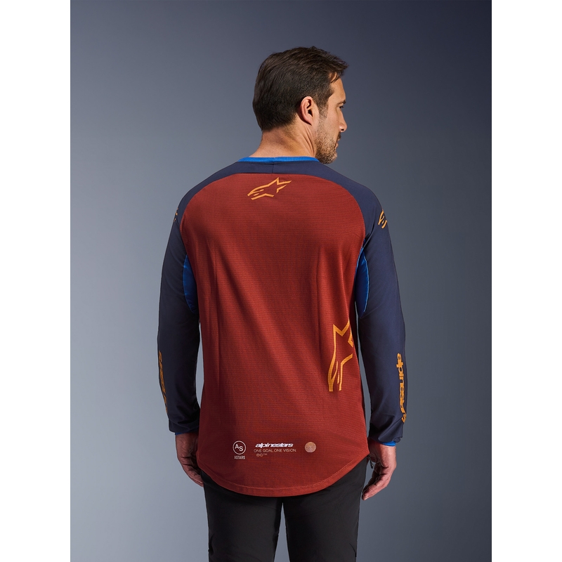 Maglia da motocross Alpinestars Maxdura Dual arancione-blu scuro