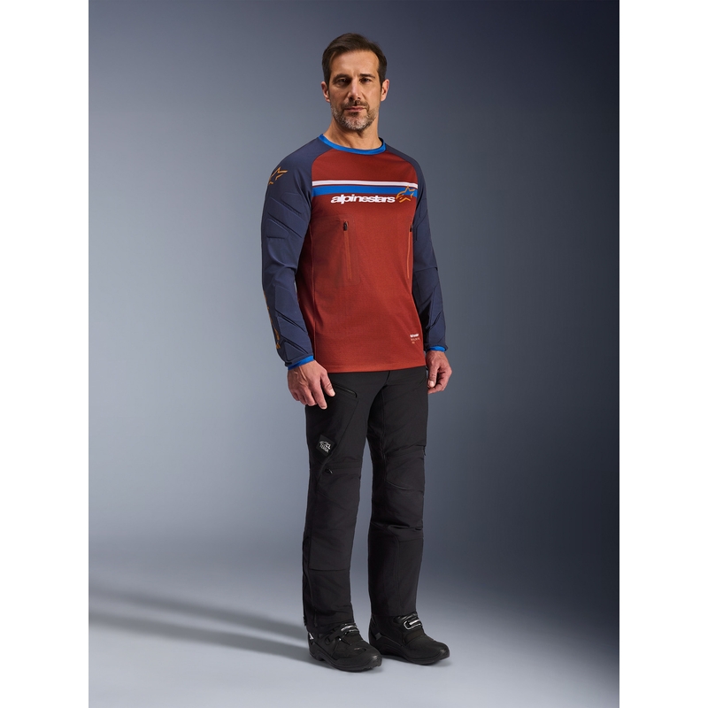 Maglia da motocross Alpinestars Maxdura Dual arancione-blu scuro