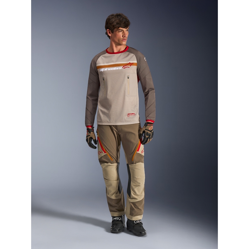 Maglia da motocross Alpinestars Maxdura Dual marrone-arancione
