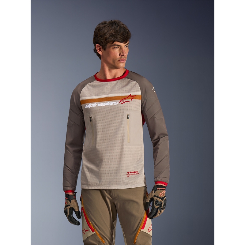 Maglia da motocross Alpinestars Maxdura Dual marrone-arancione