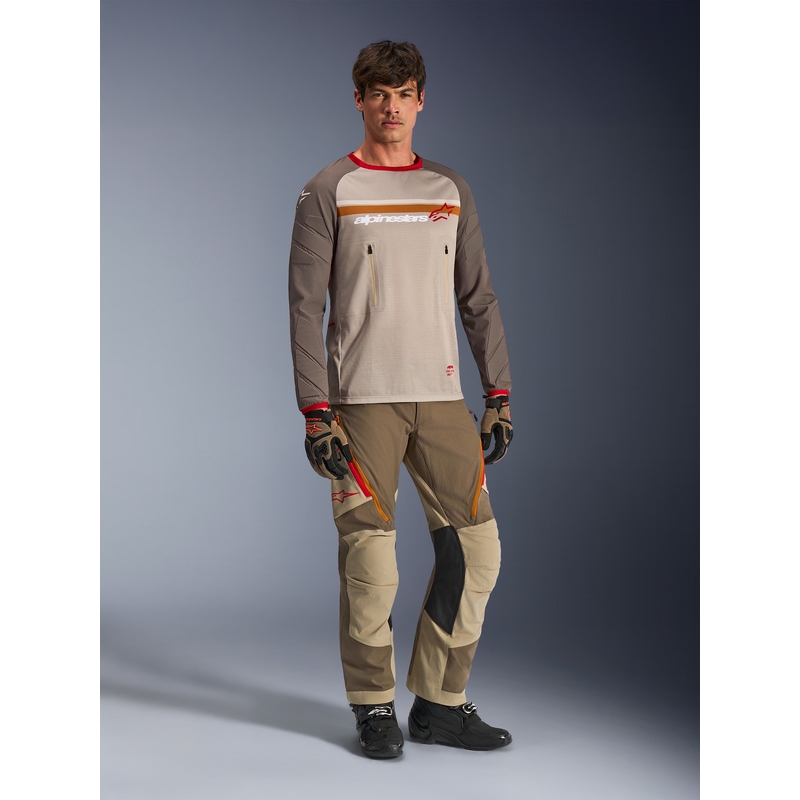 Maglia da motocross Alpinestars Maxdura Dual marrone-arancione