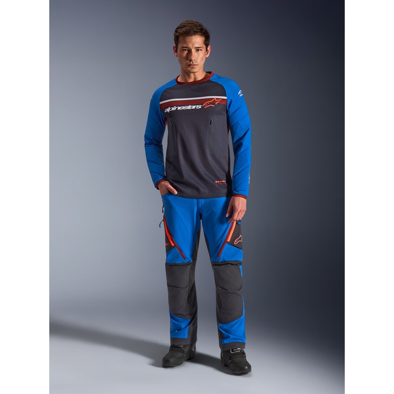Maglia da motocross Alpinestars Maxdura Dual grigio scuro-blu-arancione