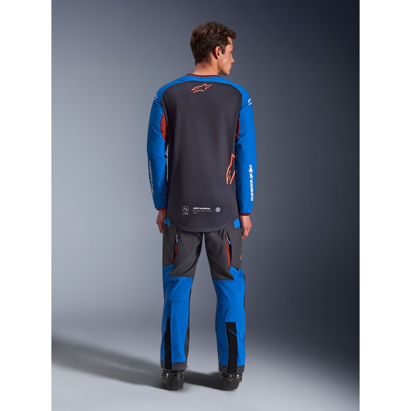 Maglia da motocross Alpinestars Maxdura Dual grigio scuro-blu-arancione