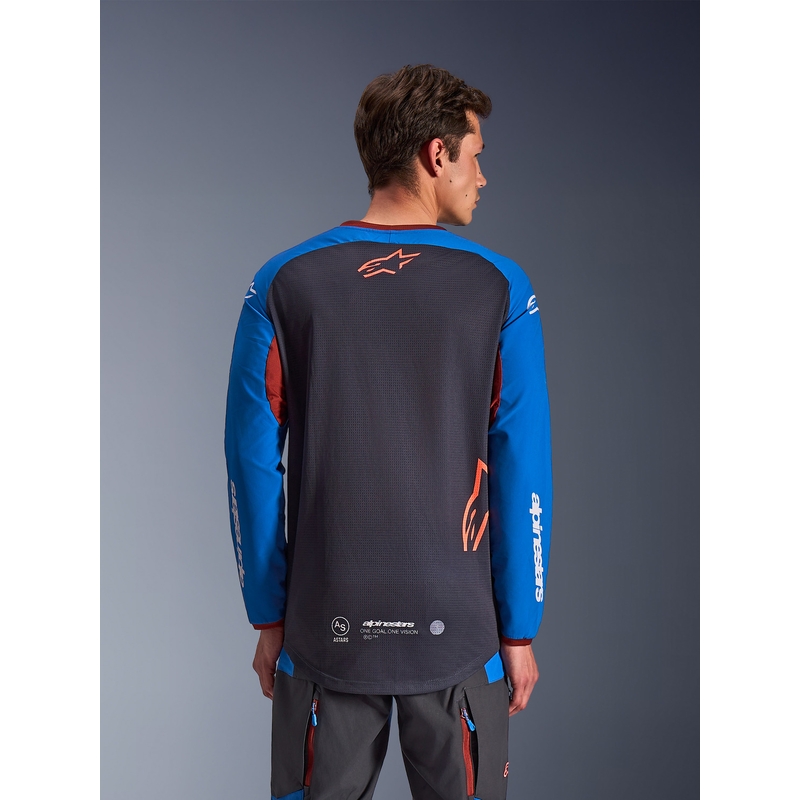 Maglia da motocross Alpinestars Maxdura Dual grigio scuro-blu-arancione