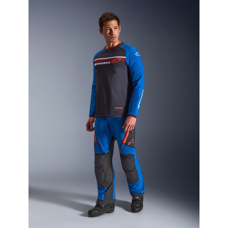 Maglia da motocross Alpinestars Maxdura Dual grigio scuro-blu-arancione