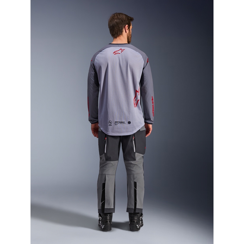 Maglia da motocross Alpinestars Maxdura Dual grigio chiaro-grigio scuro-arancione