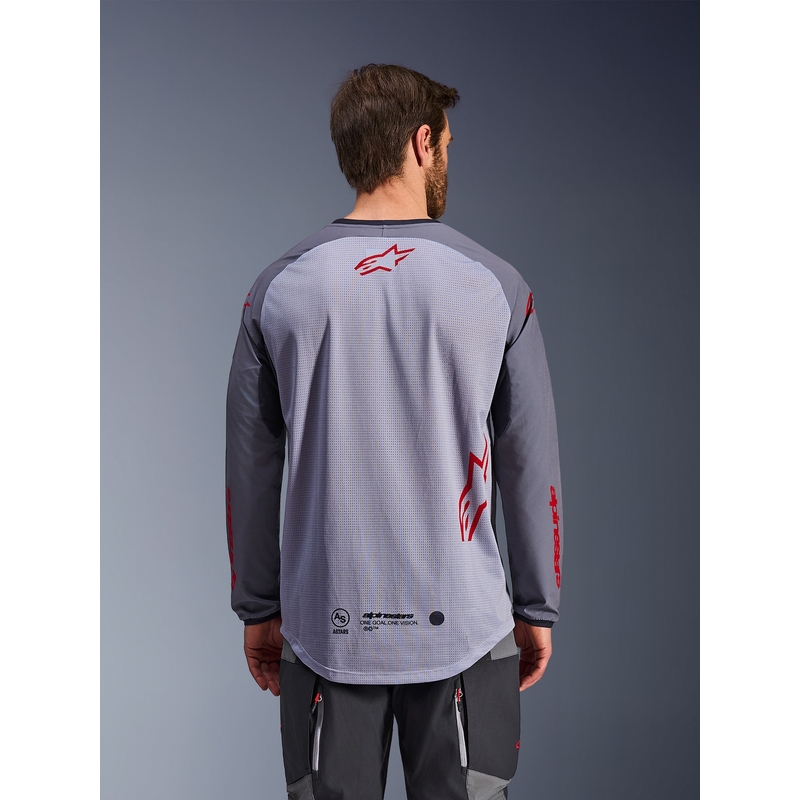 Maglia da motocross Alpinestars Maxdura Dual grigio chiaro-grigio scuro-arancione