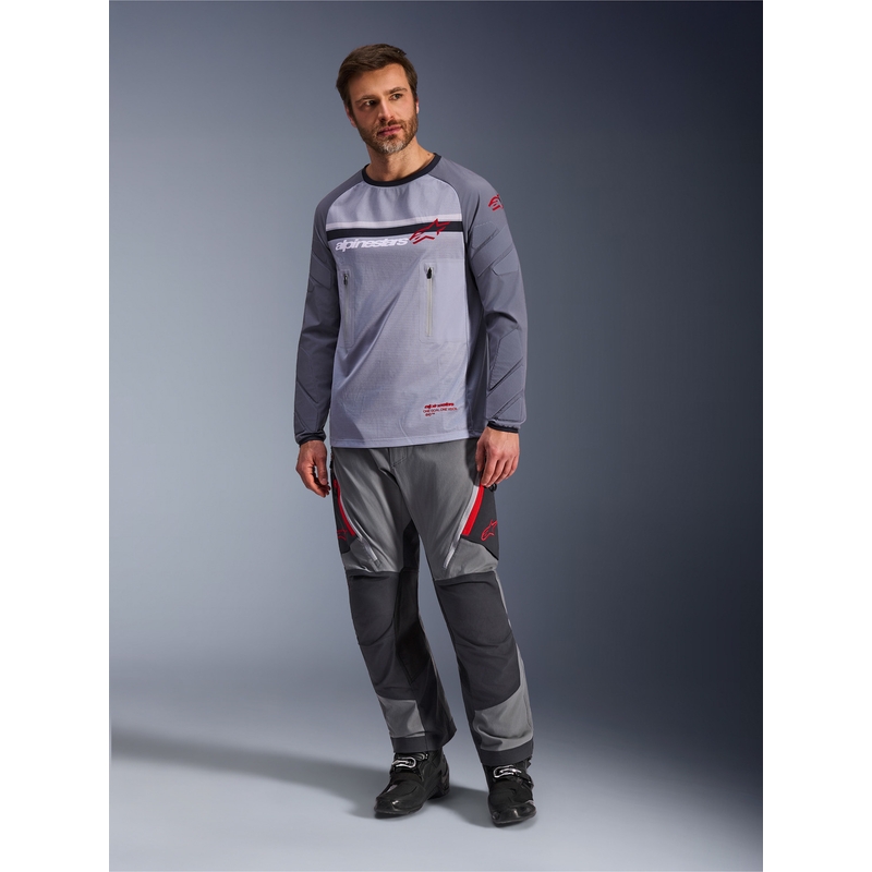 Maglia da motocross Alpinestars Maxdura Dual grigio chiaro-grigio scuro-arancione