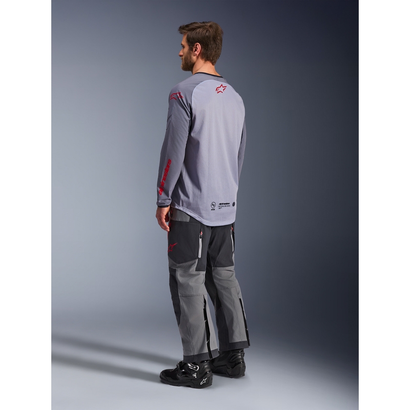 Maglia da motocross Alpinestars Maxdura Dual grigio chiaro-grigio scuro-arancione