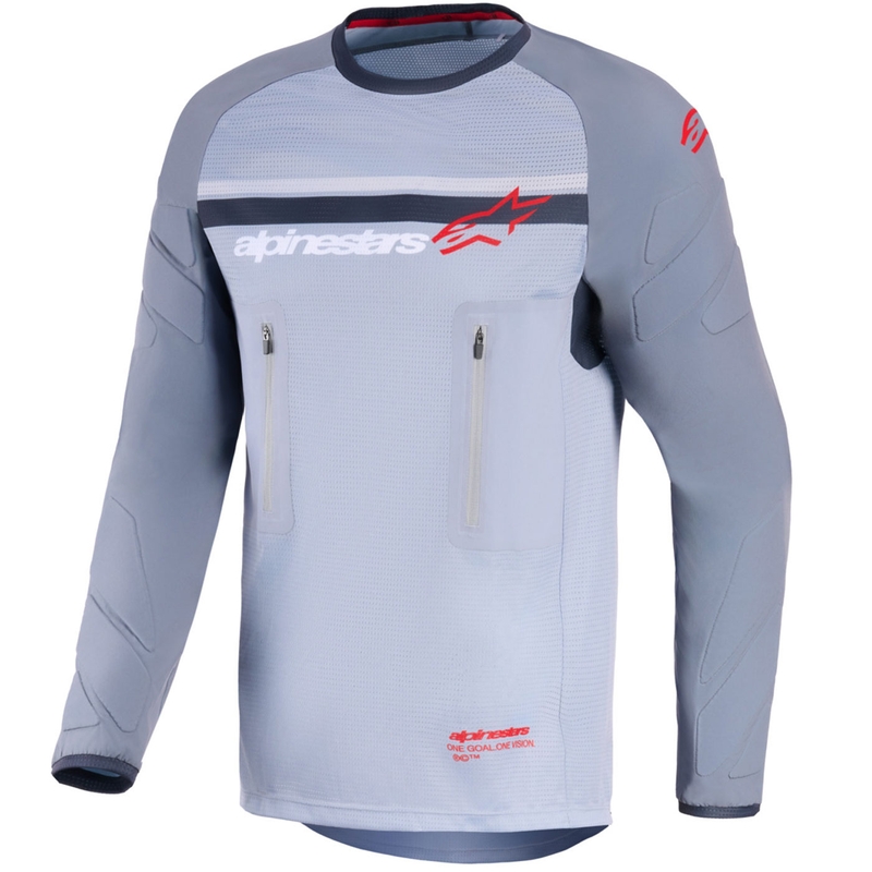 Maglia da motocross Alpinestars Maxdura Dual grigio chiaro-grigio scuro-arancione
