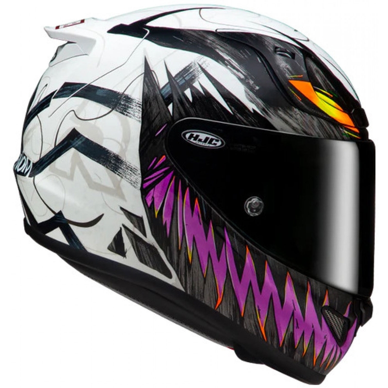 Casco integrale da moto HJC RPHA 12 Anti Venom 2 Marvel MC8 nero-bianco-viola