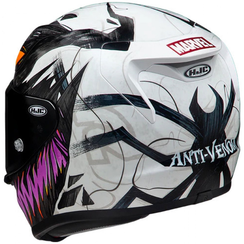 Casco integrale da moto HJC RPHA 12 Anti Venom 2 Marvel MC8 nero-bianco-viola