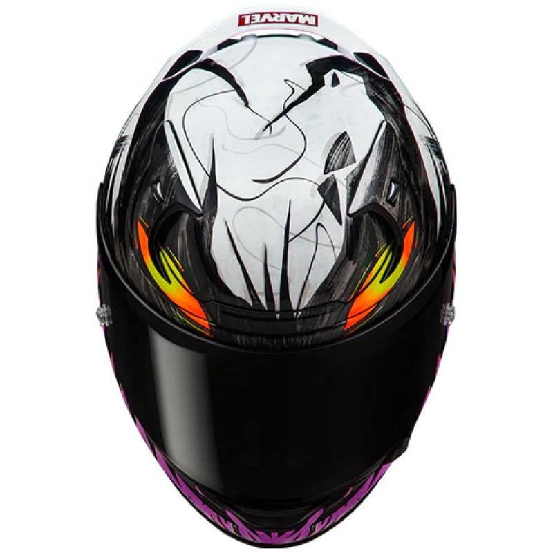 Casco integrale da moto HJC RPHA 12 Anti Venom 2 Marvel MC8 nero-bianco-viola
