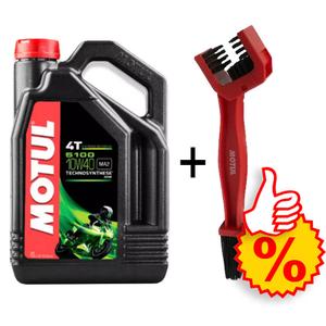 Set di olio Motul 5100 Ester 10W-40 da 4 litri + spazzola per la pulizia della catena