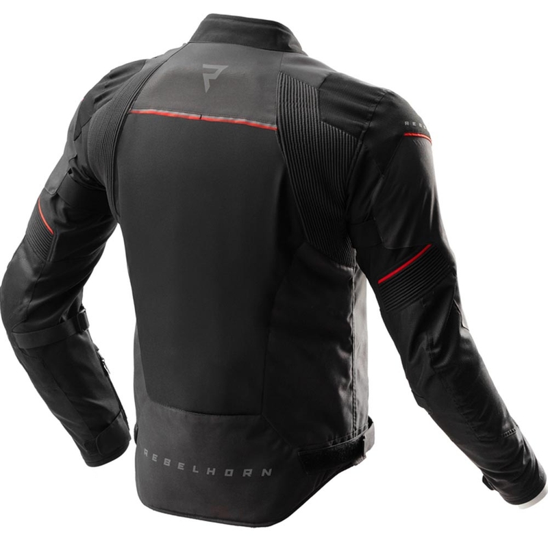 Giacca da motociclista Rebelhorn Swift nera-grigio scuro-rossa