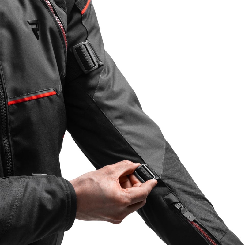 Giacca da motociclista Rebelhorn Swift nera-grigio scuro-rossa